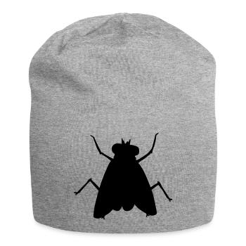 Silhouette Small House Fly Insect - Jersey Beanie - heather grey - Front