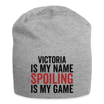 Victoria ist mein Name Verderben ist mein Spiel - Jersey-Beanie - Grau meliert - Vorne