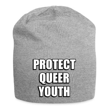 Queere Jugend schützen - Jersey-Beanie - Grau meliert - Vorne
