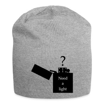 Feuerzeug - Bild mit Schriftzug - Jersey-Beanie - Grau meliert - Vorne