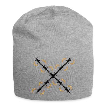 Electric fence Barbed wire cross - Jersey Beanie - heather grey - Front