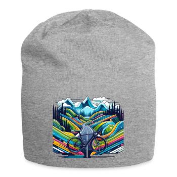 Road, Road, Mountain - Jersey Beanie - heather grey - Front