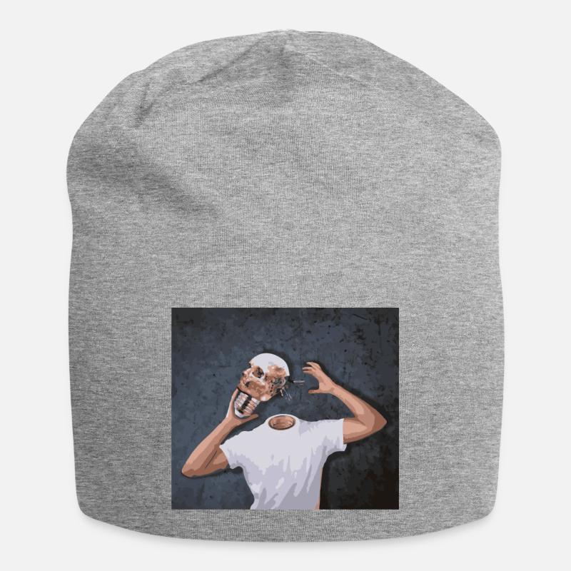 Schädel in der Hand - Jersey-Beanie - Grau meliert
