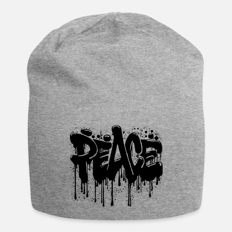 Peace Graffiti - Jersey-Beanie - Grau meliert