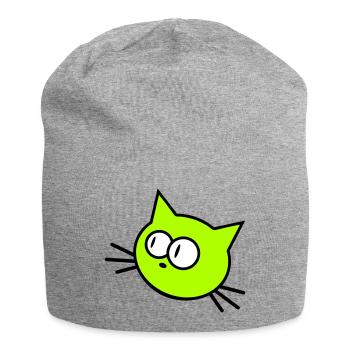Neugierige Katze Guckt Lustig Ulkig Albern Komisch - Jersey-Beanie - Grau meliert - Vorne