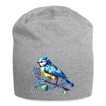 Bleu charmant sur une branche de lilas - Bonnet en jersey - gris chiné - Devant