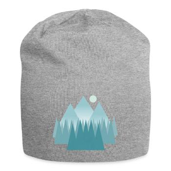 Astral mountain landscape in blue tones - Jersey Beanie - heather grey - Front