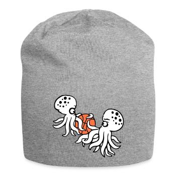 2 Oktopus Basketball spielen Ball Team Sport Hobby - Jersey-Beanie - Grau meliert - Vorne