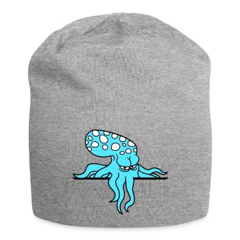 Octopus Behind Wall Fence Sign Bag Looks Evil - Jersey Beanie - heather grey - Front