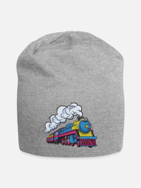 Dampflokomotive Farbexplosion - Jersey-Beanie - Grau meliert