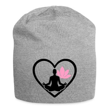 Damen Yoga Herz Silhouette Lotus Wellness - Jersey-Beanie - Grau meliert - Vorne