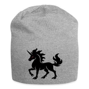 Shadow Unicorn with Red Eye Dark Fantasy Art - Jersey Beanie - heather grey - Front