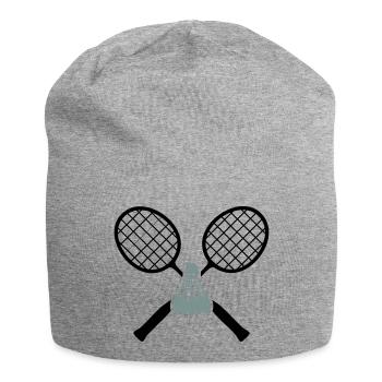 Badminton Logo – Gekreuzte Schläger & Federball - Jersey-Beanie - Grau meliert - Vorne