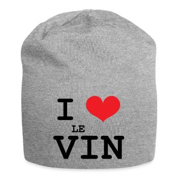 J’aime le vin / Alcool - Bonnet en jersey - gris chiné - Devant