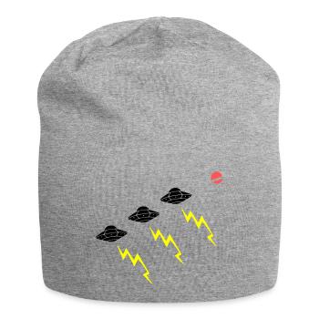 UFO Invasion Lightning Attack Alien Vector - Jersey Beanie - heather grey - Front