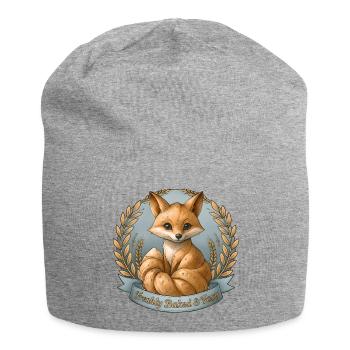 Fraîchement cuit & Foxy – Illustration de renard - Bonnet en jersey - gris chiné - Devant