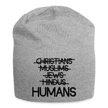 Humans Over Religion - Message - Jersey Beanie - heather grey - Front