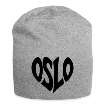 Oslo - Norway Lettering - Jersey Beanie - heather grey - Front