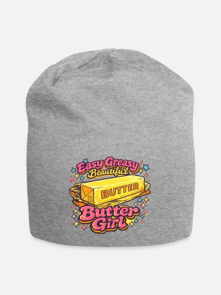 Butter Girl Retro Pop-Art-Illustration - Jersey-Beanie - Grau meliert