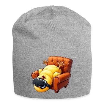 Chick with VR glasses in armchair - Jersey Beanie - heather grey - Front