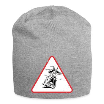 Speedway Motorcycle Racer Warning Sign Design - Jersey-Beanie - Grau meliert - Vorne