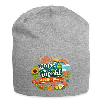 Let's Make the World a Better Place - Jersey Beanie - heather grey - Front