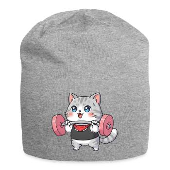 Le chat soulève des poids - Bonnet en jersey - gris chiné - Devant