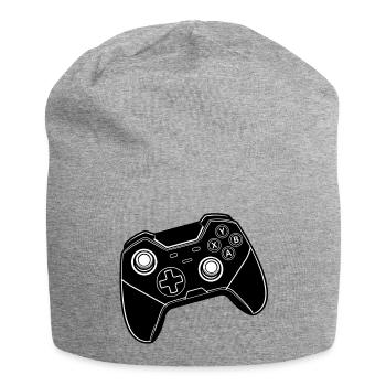Manette de jeu noire - Bonnet en jersey - gris chiné - Devant