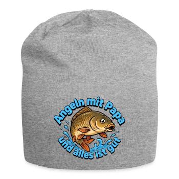 Angeln mit Papa – Alles ist Gut - Jersey-Beanie - Grau meliert - Vorne