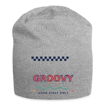 Nur groovy-Good_Vibes, Retro Y2K Typografie - Jersey-Beanie - Grau meliert - Vorne