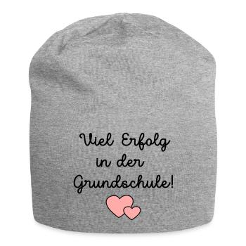 Einschulung Grundschule Schulkind - Jersey-Beanie - Grau meliert - Vorne