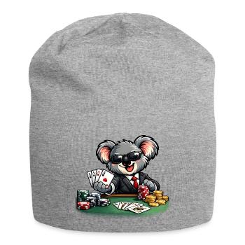 Süßer Koala spielt Poker - Jersey-Beanie - Grau meliert - Vorne