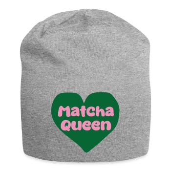 Matcha Queen Heart Design - Jersey Beanie - heather grey - Front