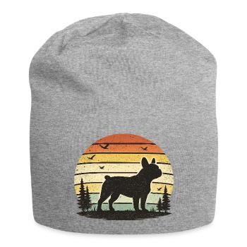 Sunset Wild Dog Silhouette - Jersey Beanie - heather grey - Front