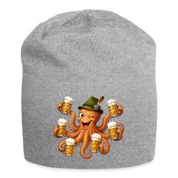 Lustige Krake mit Bierkrügen - Jersey-Beanie - Grau meliert - Vorne