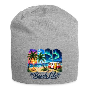 Beach Life: Sunset & Camper - Jersey Beanie - heather grey - Front