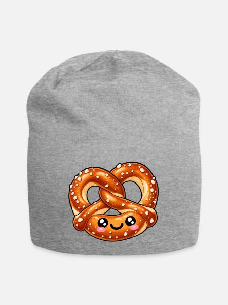 Niedliches Brezelgesicht - Jersey-Beanie - Grau meliert