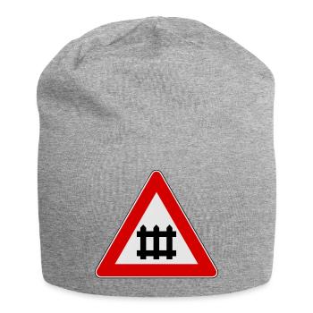 Warning train gate sign - Jersey Beanie - heather grey - Front