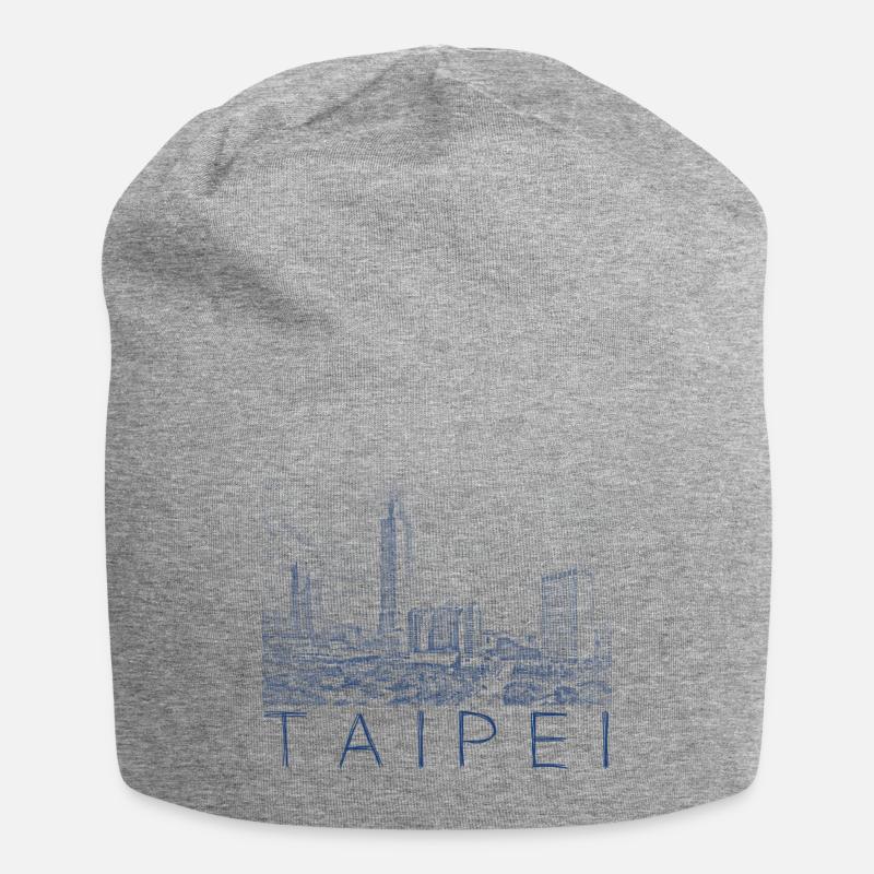 Dessin à la plume Taipei - Bonnet en jersey - gris chiné