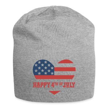 Happy 4th of July - Jersey Beanie - heather grey - Front