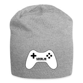 Level 18 completed, geek player, gamepad - Jersey Beanie - heather grey - Front