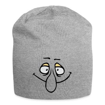 Face Big Nose Smile Grin Comic Cartoon - Jersey Beanie - heather grey - Front