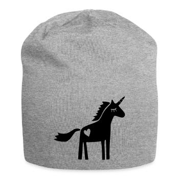 Einhorn Scherenschnitt - Jersey-Beanie - Grau meliert - Vorne