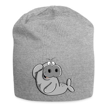 Funny Manatee - manatees - walrus - sea lion - Jersey Beanie - heather grey - Front