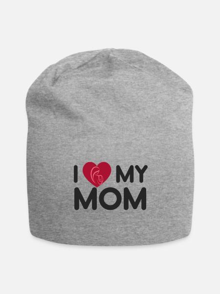 Ich liebe mein Mutter-Mutter-Tagesgeschenk - Shirt - Jersey-Beanie - Grau meliert