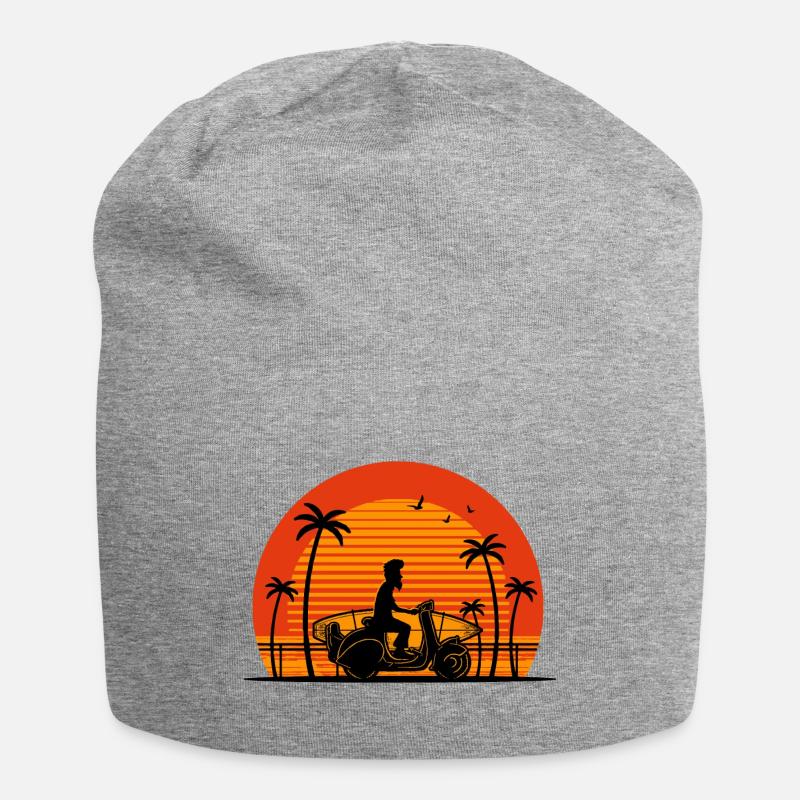 Surfer on scooter - Jersey Beanie - heather grey