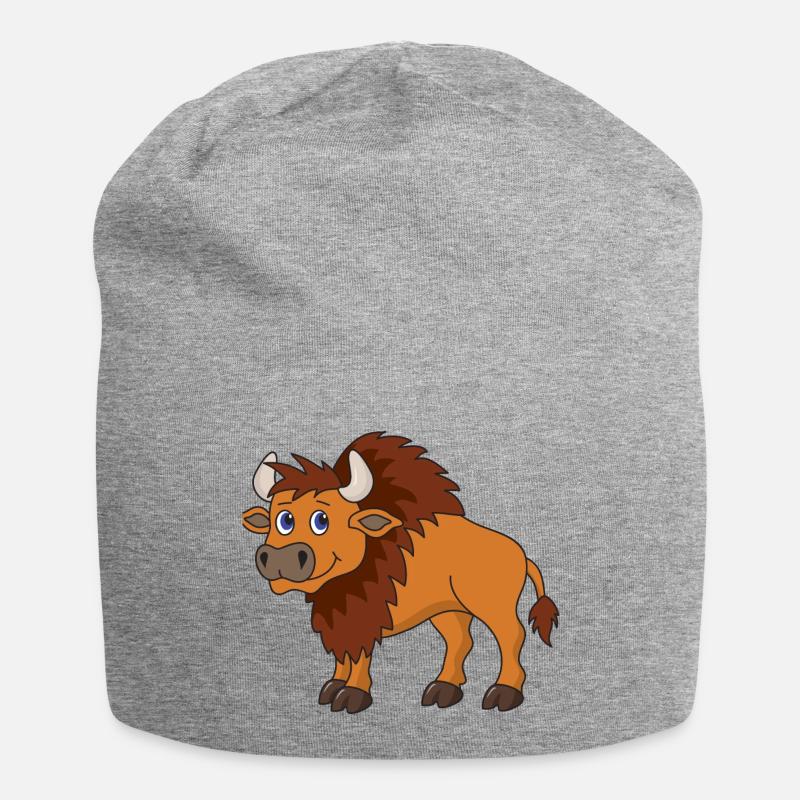 Bison Büffel - Jersey-Beanie - Grau meliert