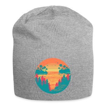 Tropischer Sonnenuntergang - Jersey-Beanie - Grau meliert - Vorne