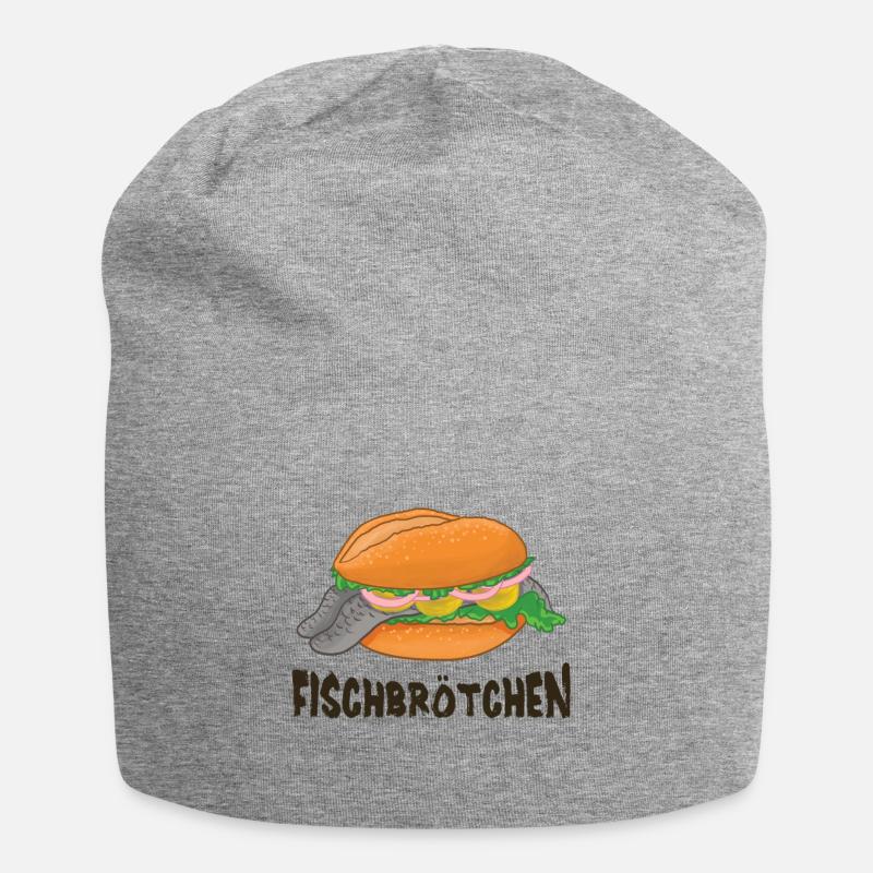 Fish roll (black) - Jersey Beanie - heather grey