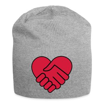 Hand in hand heart red - Jersey Beanie - heather grey - Front